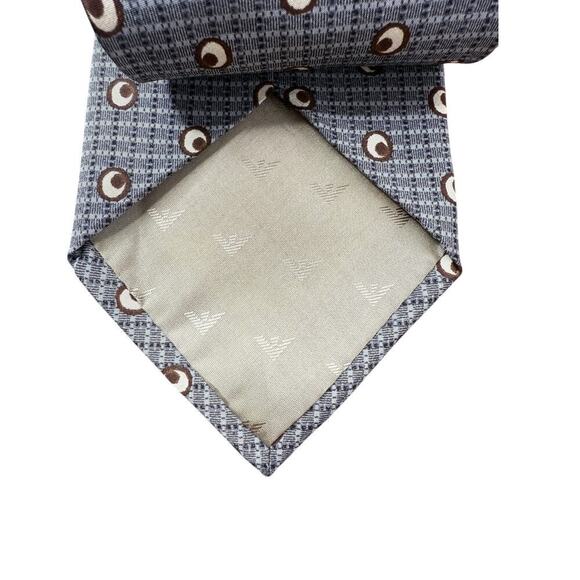 EMPORIO ARMANI men's knit silk neck tie Grey Brown made in Italy - Picture 2 of 5
